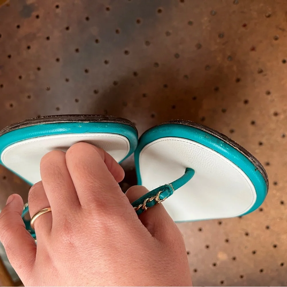 Taking offers! Tiffany blue Chanel sandals 38